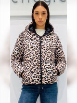 Piumino corto animalier reversibile