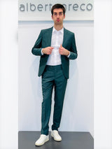 Abito due bottoni in tessuto spinato