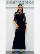 Abito a sirena con corpetto in pizzo