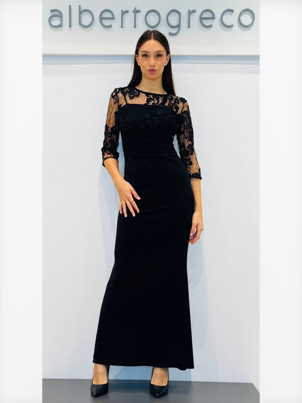 Abito a sirena con corpetto in pizzo