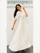 Abito lungo in tessuto goffrato