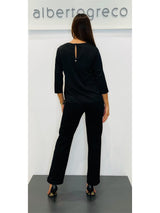 Blusa in raso con manica a tre quarti