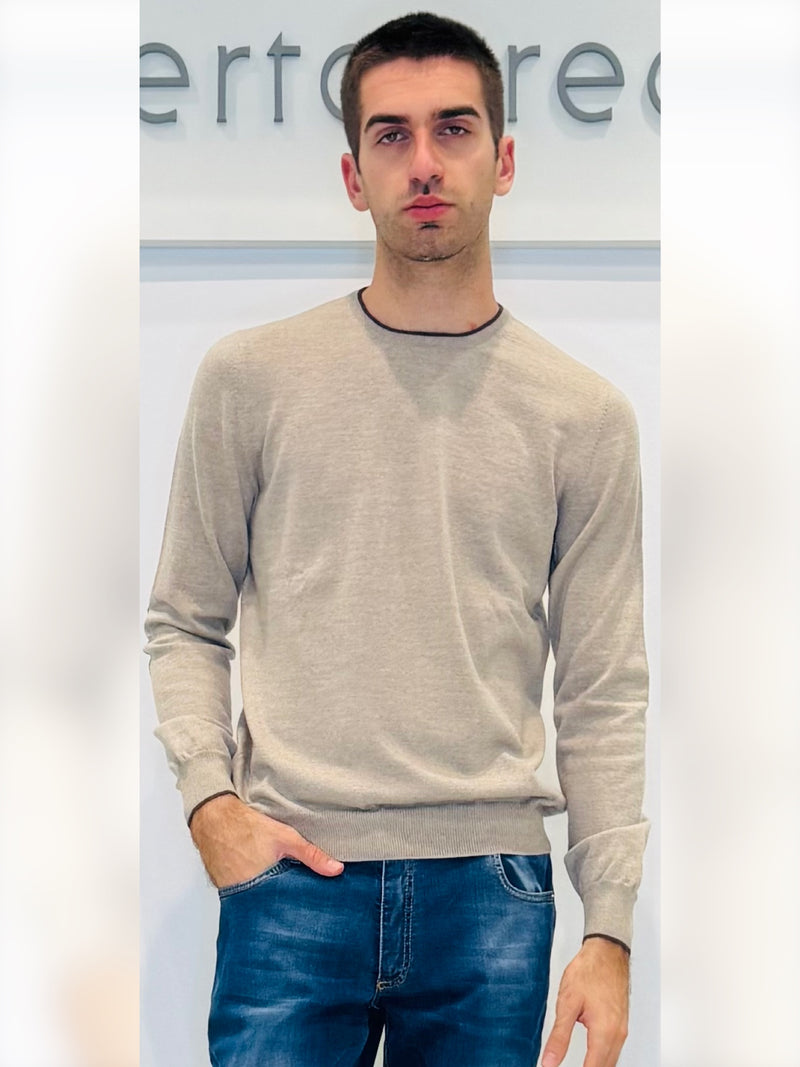 Maglia uomo girocollo in lana con toppe