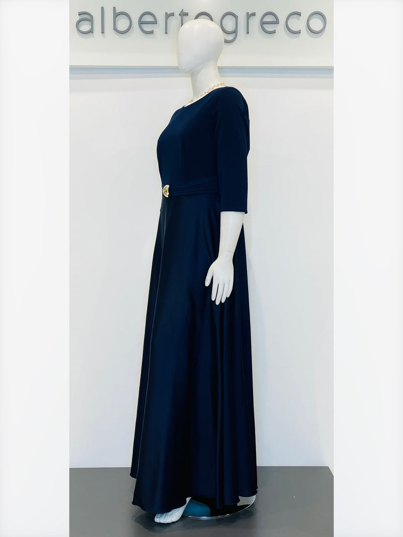 Abito lungo curvy con gonna in raso