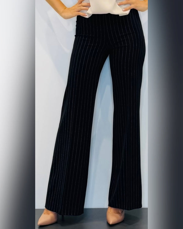 Pantaloni a palazzo gessato