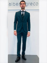 Completo cerimonia con giacca con motivo in raso su davanti