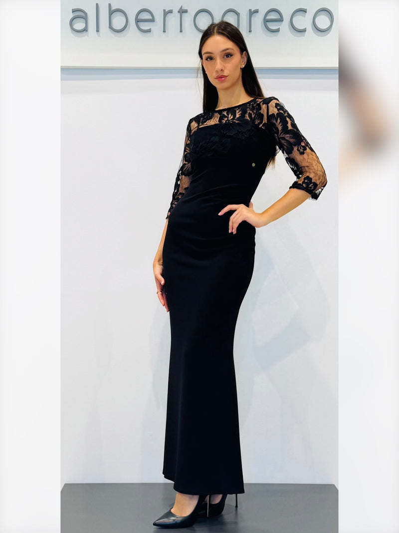 Abito a sirena con corpetto in pizzo