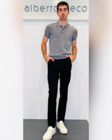 Polo in maglia in filato fiammato misto lino