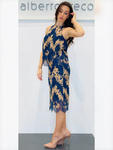 Completo top e gonna in pizzo bicolore