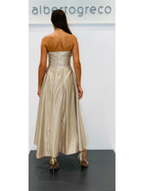 Abito bustier midi in raso