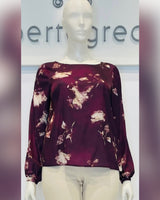 Blusa girocollo in raso fantasia Curvy