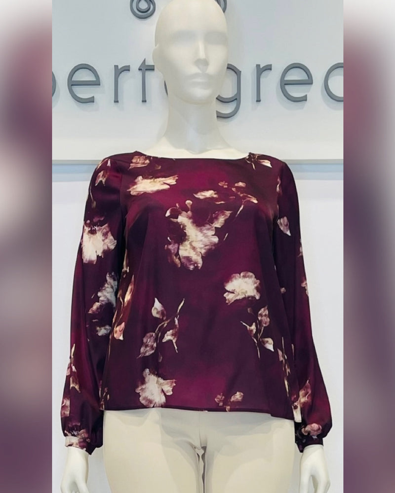 Blusa girocollo in raso fantasia Curvy