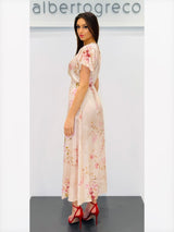 Abito midi in raso leggero fantasia