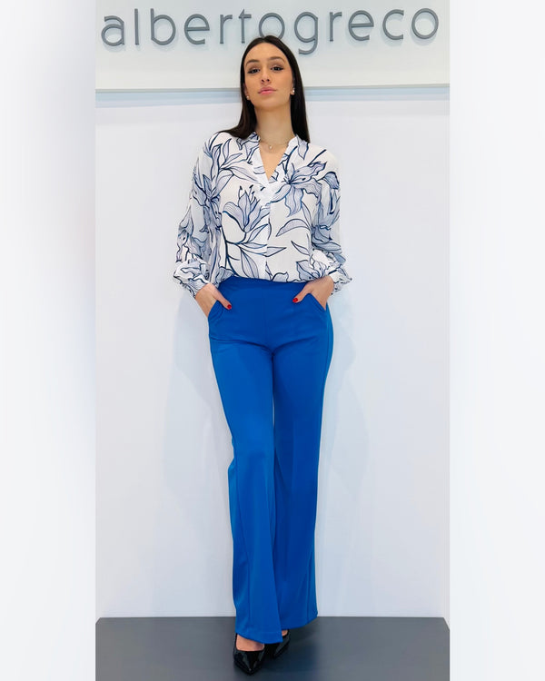 Blusa fantasia con collo alla coreana