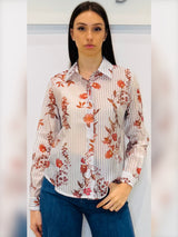 Camicia in fantasia gessato floreale