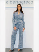 Pantaloni palazzo donna in tessuto goffrato