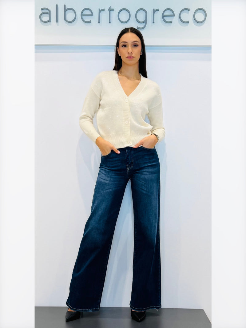 Cardigan over con davanti ricamato