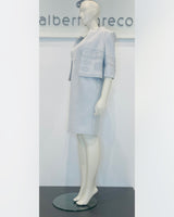 Completo tubino e giacca in tessuto damascato goffrato