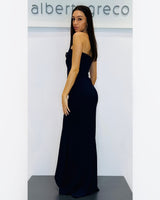 Abito lungo a sirena bustier in crepe