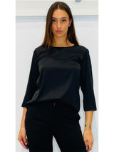 Blusa in raso con manica a tre quarti