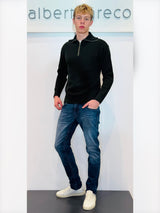 Maglia operata a dolcevita con zip