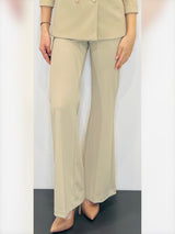 Pantaloni palazzo in crepe con dettagli in raso