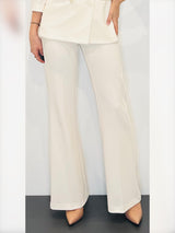 Pantaloni palazzo in crepe con dettagli in raso