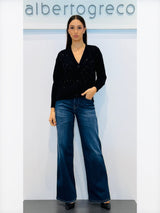 Cardigan over con davanti ricamato