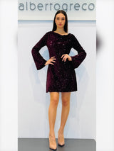 Abito in velluto ricamato con paillettes