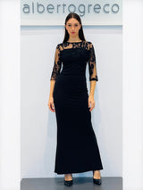 Abito a sirena con corpetto in pizzo