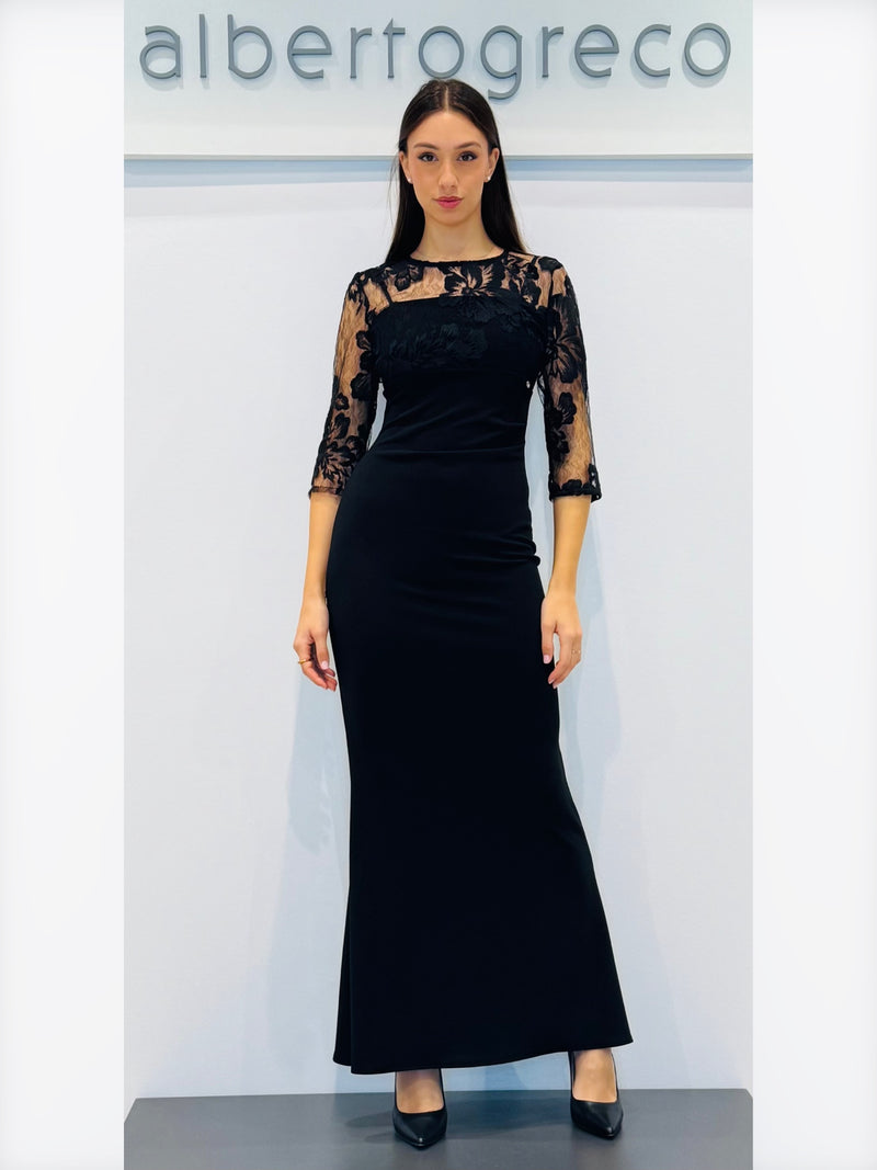 Abito a sirena con corpetto in pizzo