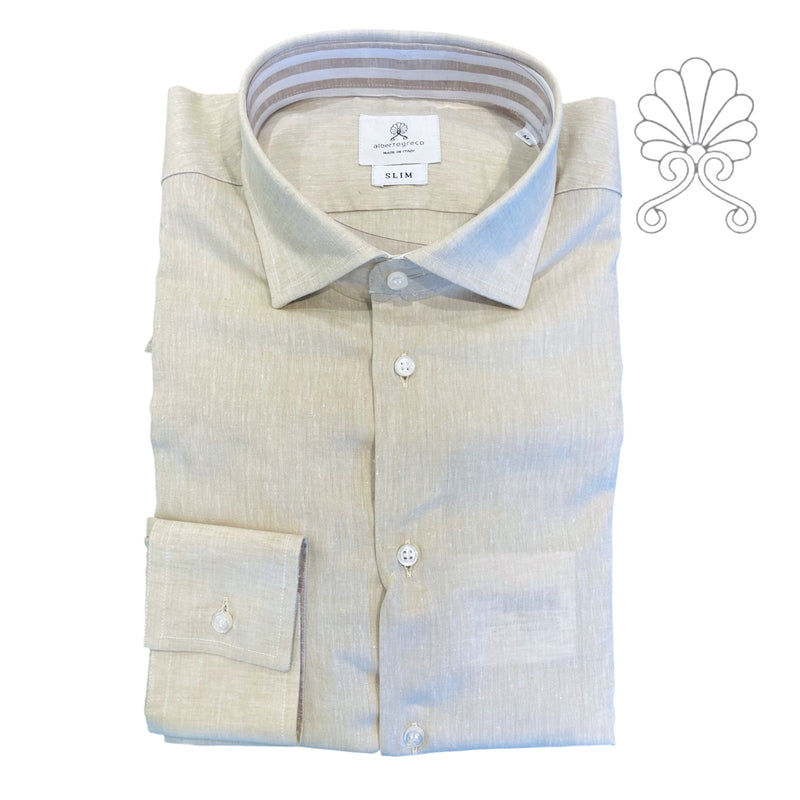 Camicia uomo collo francese in misto lino