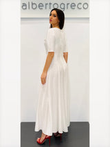 Abito lungo in tessuto goffrato