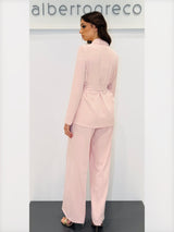 Tailleur pantaloni con giacca con cintura annodabile