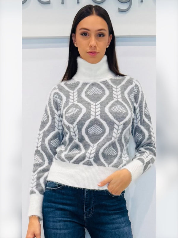 Maglia dolcevita jacquard