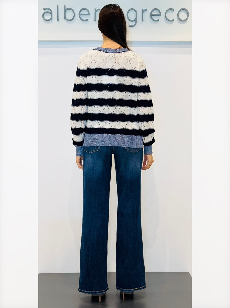 Maglia donna traforata bicolor