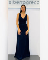 Abito lungo con scollo a V in jersey