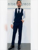 Completo cerimonia con giacca con rever con inserto in raso