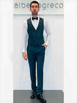 Completo cerimonia con giacca con motivo in raso su davanti