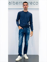 Maglia uomo girocollo in lana con toppe