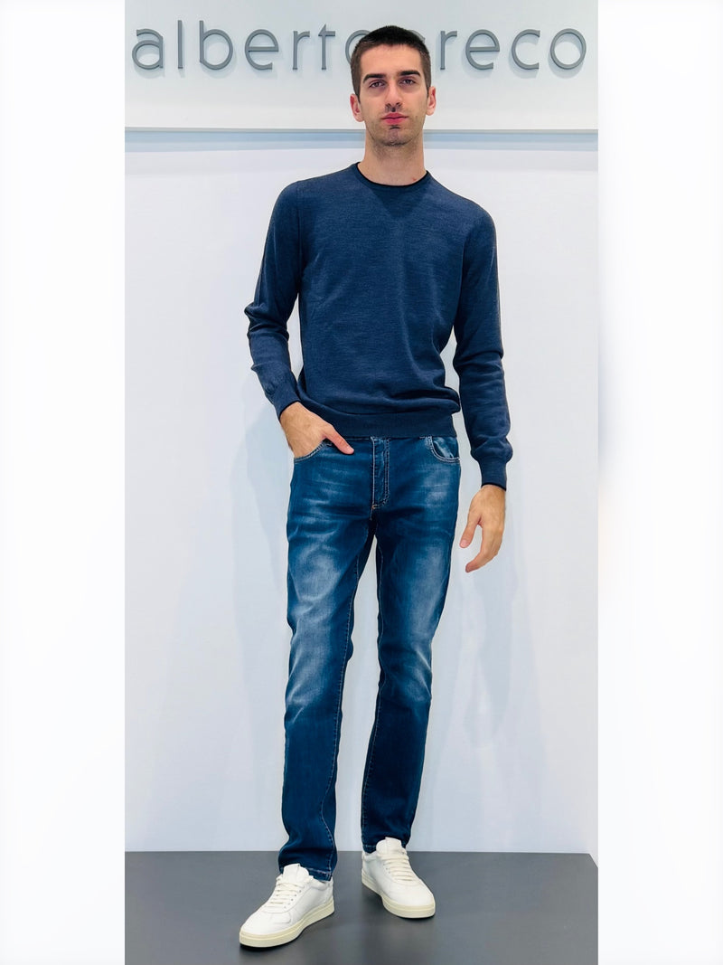 Maglia uomo girocollo in lana con toppe