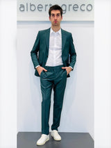 Abito due bottoni in tessuto spinato