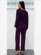 Blusa in georgette con fascia in vita in crepe