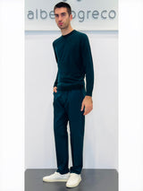 Maglia uomo girocollo leggera in misto lana