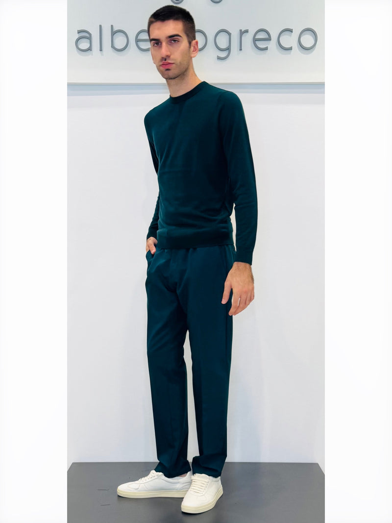 Maglia uomo girocollo leggera in misto lana