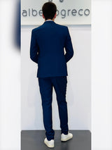 Abito due bottoni in tessuto micro operato