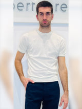 Tshirt in maglia con bordo manica in contrasto