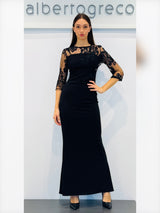 Abito a sirena con corpetto in pizzo