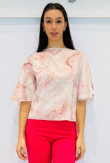Blusa in raso fantasia sfumata