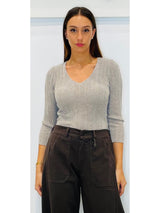Maglia laminata a costine